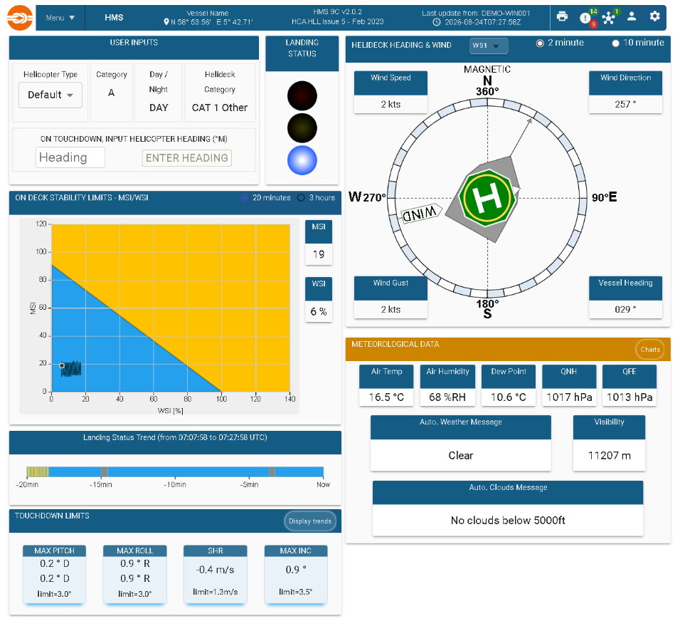 DADAS Helideck Monitoring System screenshot
