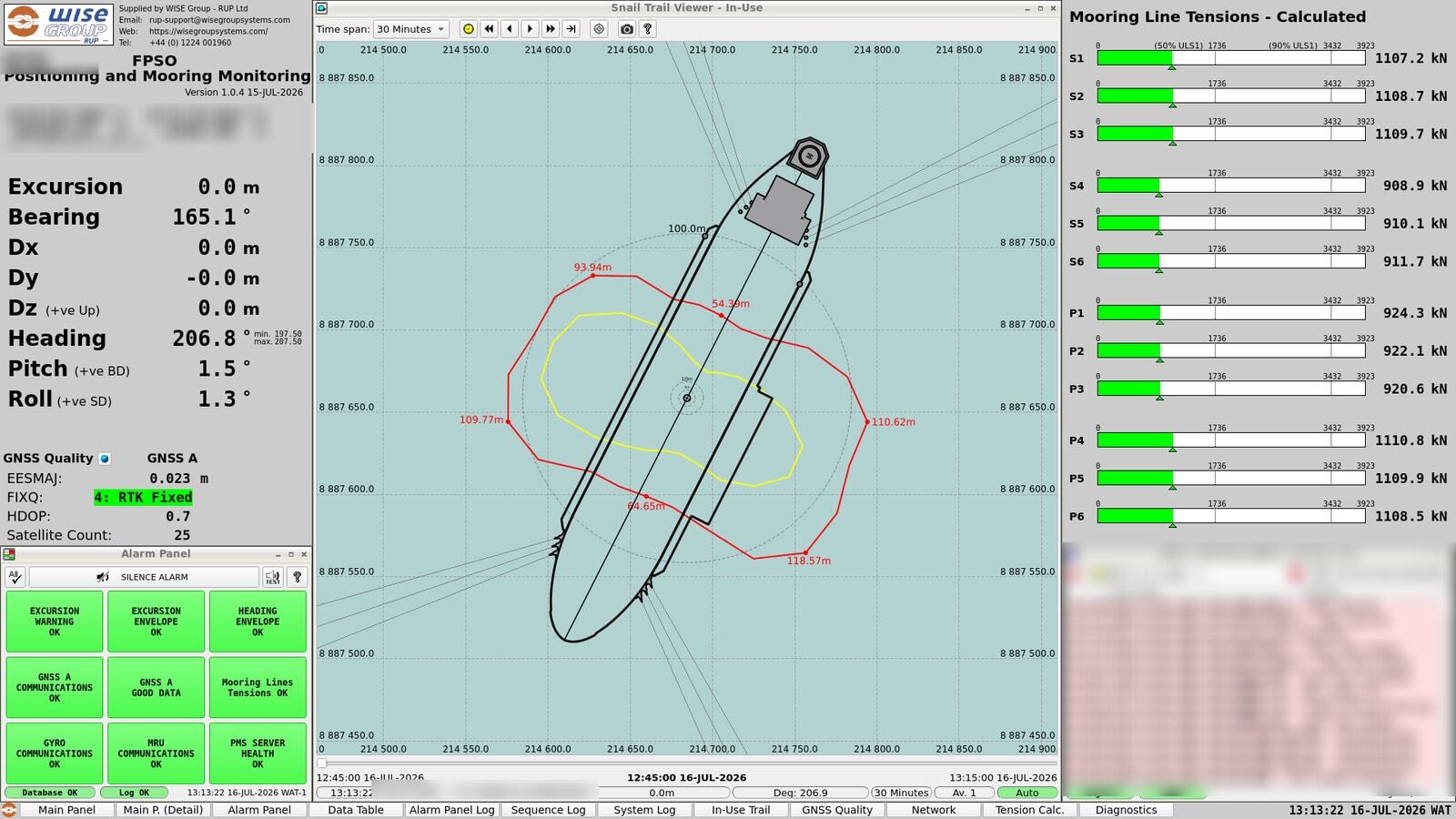RUPDB excursion monitoring and mooring positioning screenshot