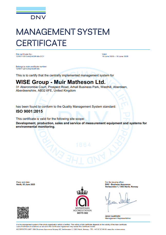ISO 9001 certificate, Aberdeen