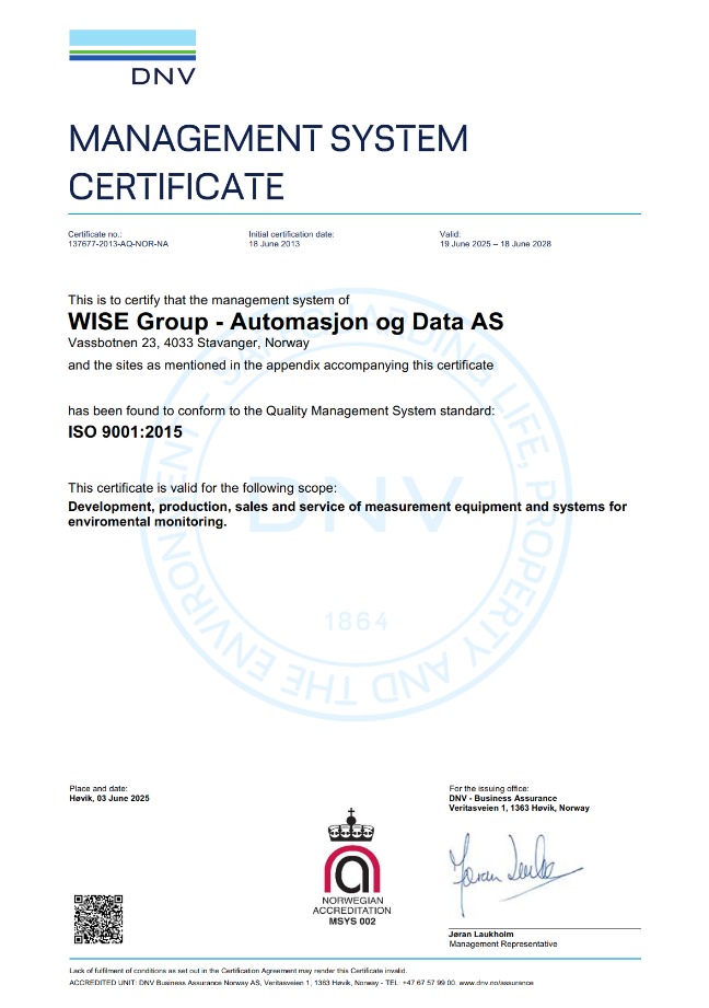 ISO 9001 certificate, Norway