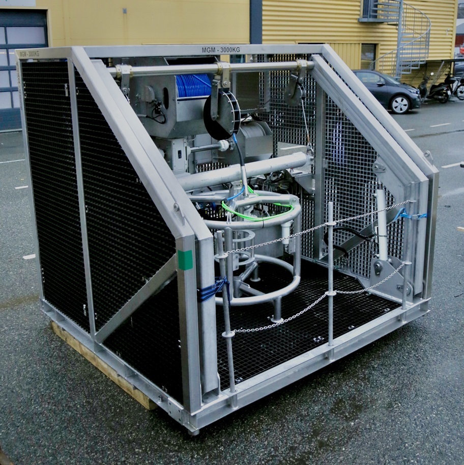 WISE Group launch and recovery system on deck, used to deploy and recover a current profiler
